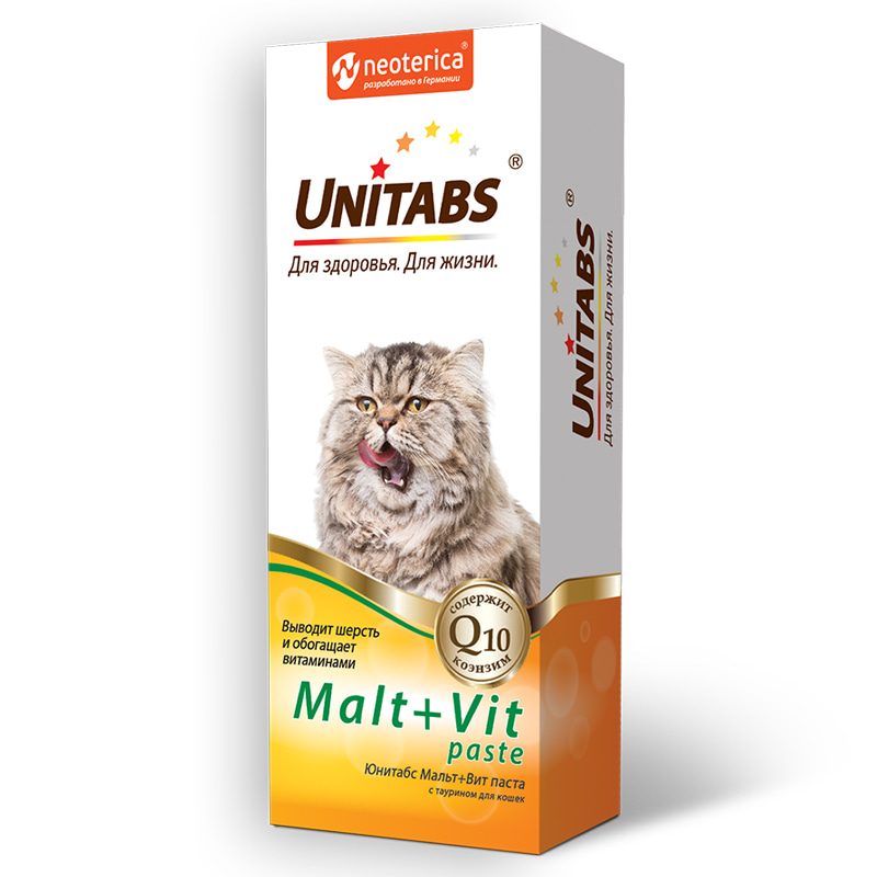 Купить Unitabs Витаминная паста для вывода шерсти Malt+Vit, 120 мл Unitabs в Калиниграде с доставкой (фото)