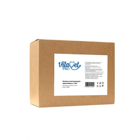 Пеленки VitaVet PRO одноразовые, трехслойные, с суперабсорбентом, 60х40 см, 160 шт.