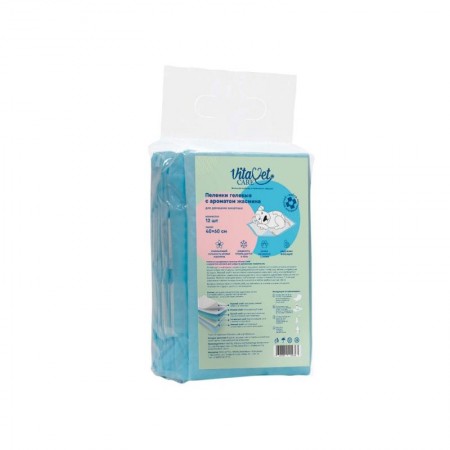 Пеленки VitaVet CARE гелевые, с ароматом жасмина, 60х40 см, 12 шт.