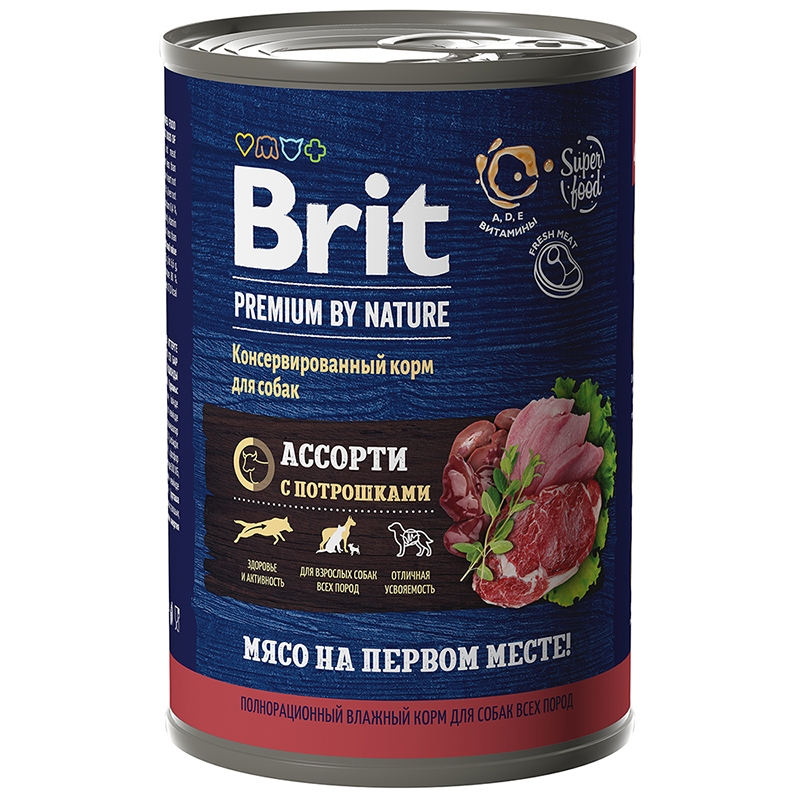 Brit Premium Dog Мясное ассорти с потрошками для взрослых собак всех пород