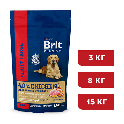 Brit Premium Dog ADULT LARGE. Для взрослых собак крупных пород