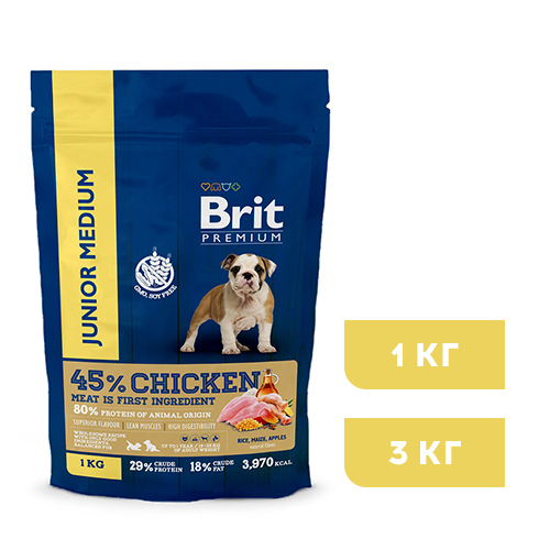 Brit Premium Dog JUNIOR MEDIUM. Для молодых собак средних пород