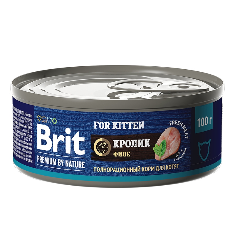 Консервы Brit Premium Кролик для котят