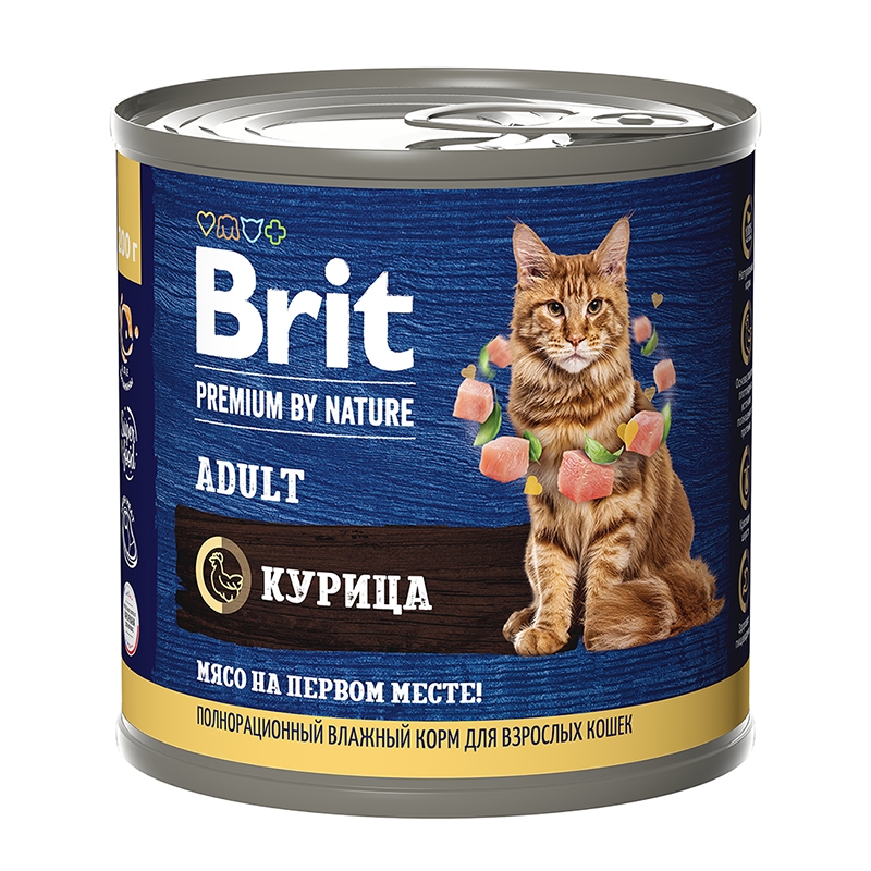 Консервы Brit Premium Курица для взрослых кошек