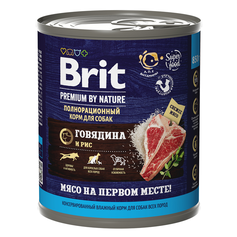 Brit Premium влажный корм для собак Говядина и рис