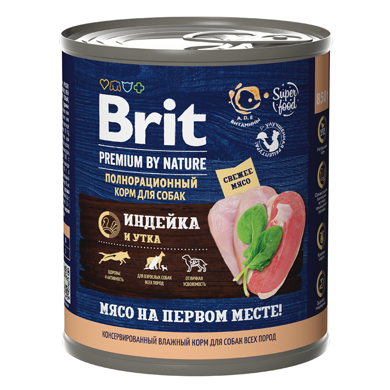 Brit Premium влажный корм для собак Индейка и утка