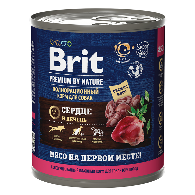 Brit Premium влажный корм для собак Сердце и печень